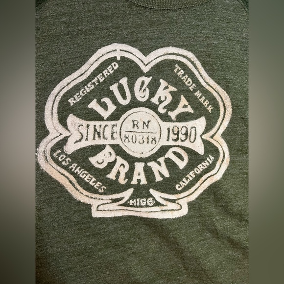 LUCKY BRAND Official Men's Long Sleeve Thermal Sleeve Logo T-Shirt Size Large - Picture 7 of 8